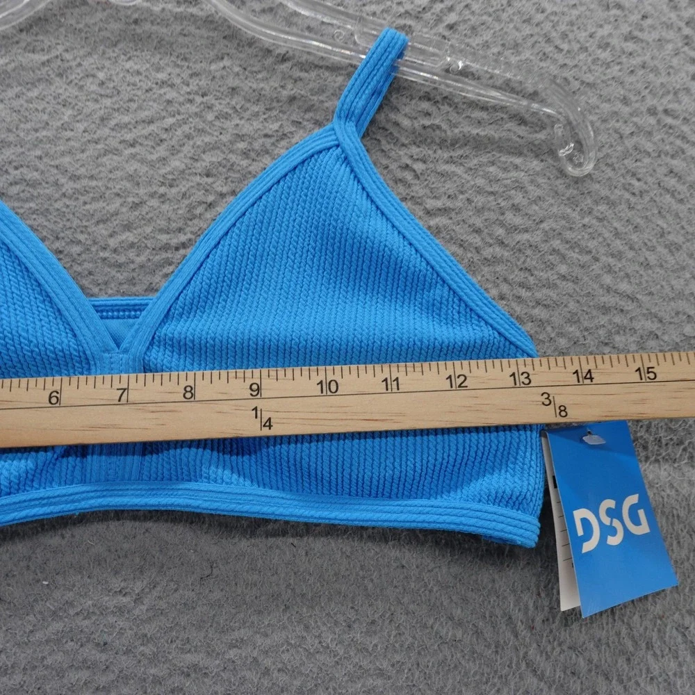 DSG Girls XL Aqua Blue Bound‎ Ribbed Bikini Top Swim Separate UV 50+ NEW